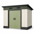 Structure extérieure en résine 180 x 120 x 200 cm vert olive, beige et noir avec double porte ventilée