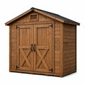 Abri de jardin rustique en bois marron et noir, 200 x 150 x 210 cm, avec double porte