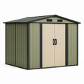 Abri de jardin en acier 213 x 130 x 185 cm avec double porte et ventilation, Vert olive/Beige/Noir