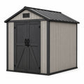 Abri de jardin en résine 240 x 180 x 220 cm Gris et Anthracite avec double porte