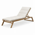Bain de soleil inclinable en bois beige et marron avec coussin, 200 x 70 x 35 cm