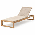 Chaise longue inclinable 200 x 70 x 35 cm en bois naturel et corde beige