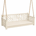 Banquette suspendue en bois crème 150 x 65 x 55 cm à motifs géométriques