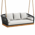 Balancelle suspendue contemporaine 180 x 75 x 70 cm Noir, Gris clair et Marron naturel