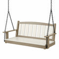 Balancelle suspendue classique en polyéthylène et acier, 132 x 67 x 57 cm, Taupe, Blanc cassé et Noir