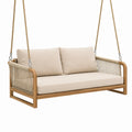 Canapé balançoire suspendu en bois beige et marron, 160 x 75 x 65 cm