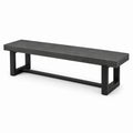 Banc industriel 180 x 35 x 45 cm effet pierre gris avec structure en acier noir
