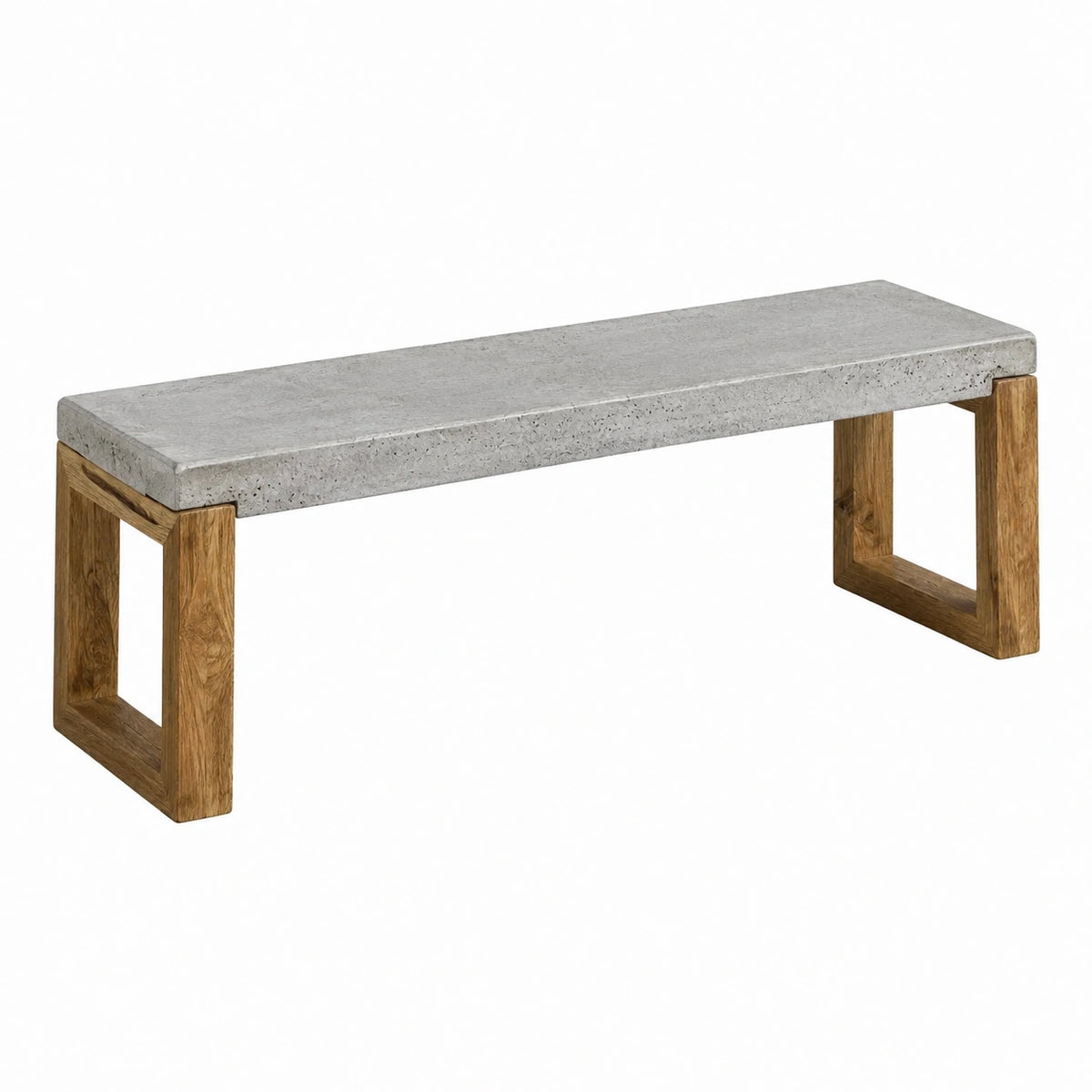 Banc industriel 140 x 40 x 45 cm en béton gris et bois marron