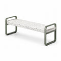 Banc contemporain 120 x 40 x 45 cm en métal vert et terrazzo blanc