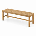 Banc en bois naturel et corde tressée beige et marron clair, 120 x 40 x 45 cm