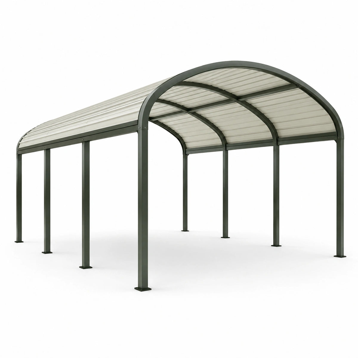 Abri de voiture 500 x 300 x 250 cm en acier anthracite avec toiture incurvée translucide
