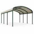 Abri de voiture arqué 500 x 300 x 240 cm en acier vert avec toit en polycarbonate transparent