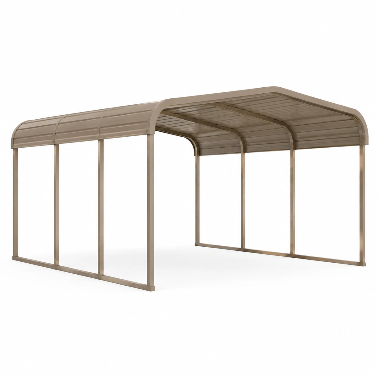 Abri de voiture extérieur en acier gris taupe à toit cintré, 500 x 300 x 230 cm