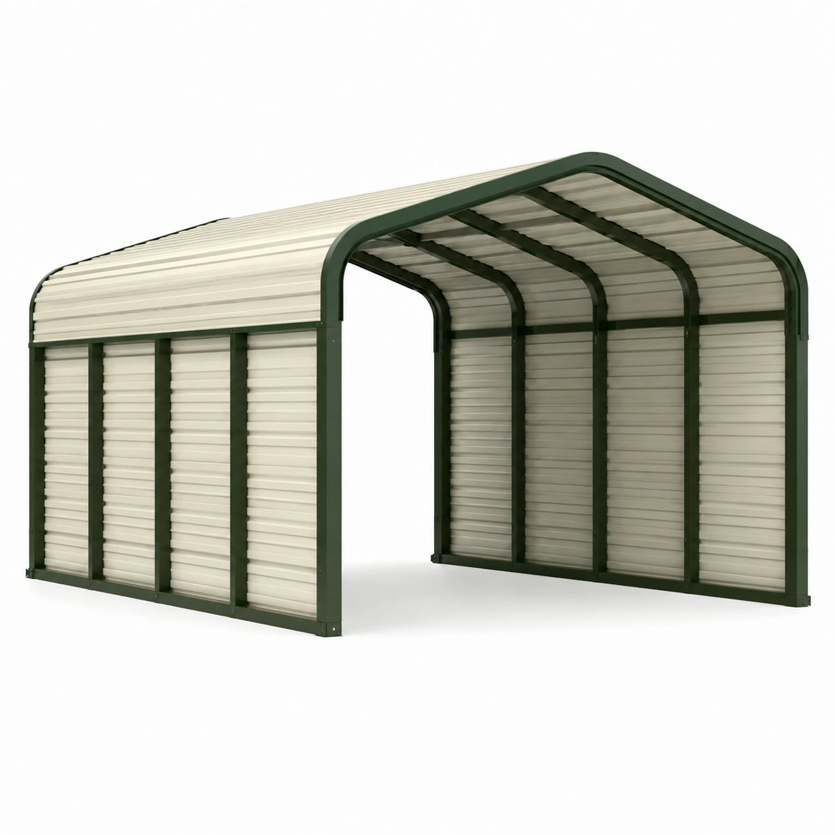 Abri métallique à toit arrondi Vert foncé et Crème 330 x 190 x 200 cm