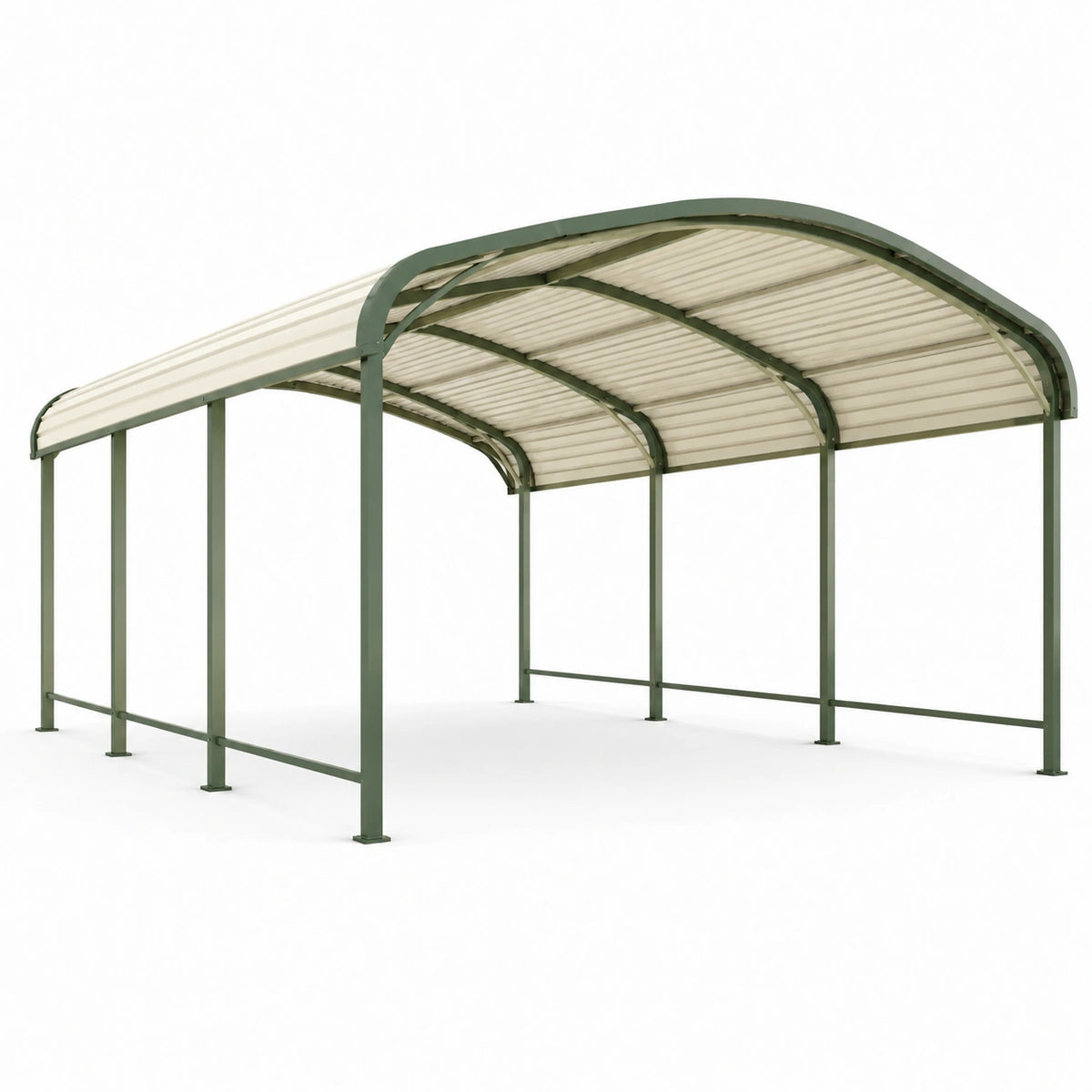 Abri extérieur 500 x 300 x 240 cm en acier vert avec toiture translucide