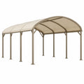 Carport extérieur beige à toit cintré en acier et textile, 600 x 300 x 290 cm