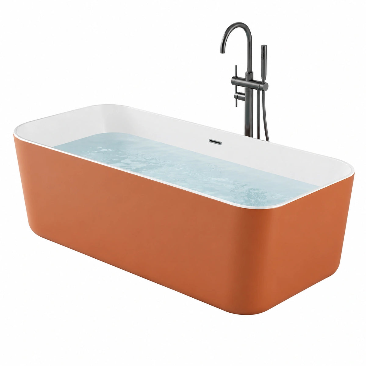 Baignoire îlot contemporaine en acrylique 170 x 75 x 58 cm Orange et Blanc