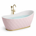 Baignoire îlot ovale en acrylique 170 x 75 x 75 cm rose, blanc et doré