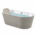 Baignoire îlot contemporaine en acrylique Blanc et Beige avec siège ergonomique, 170 x 80 x 58 cm