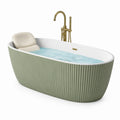 Baignoire ovale contemporaine en acrylique vert sauge et blanc, 170 x 75 x 58 cm