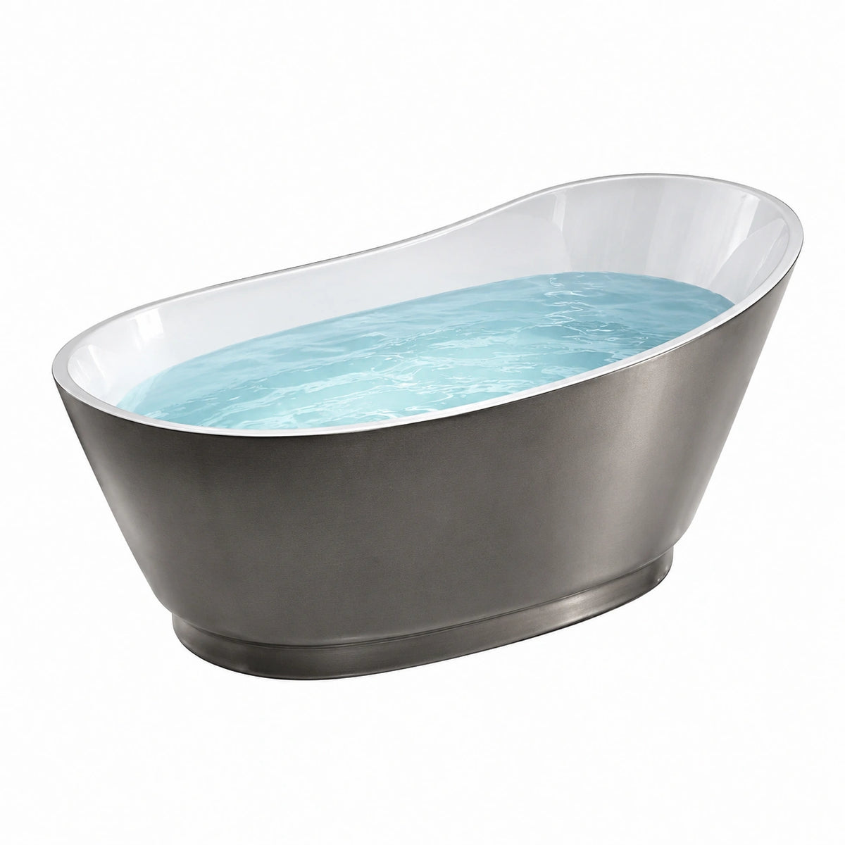Baignoire îlot ovale 170 x 80 x 75 cm en acrylique et métal Blanc/Gris foncé