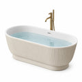 Baignoire îlot ovale en acrylique blanc nervuré 170 x 75 x 58 cm